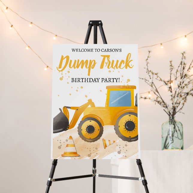 Construction Dump Truck Birthday Party Foam Board (In Situ (Stand))