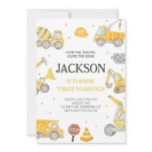 Construction Dump Truck Birthday Party Invitation