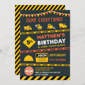 Construction Dump Truck Birthday Party Invitation (Front/Back)