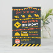 Construction Dump Truck Birthday Party Invitation (Standing Front)