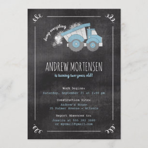Construction Dump Truck Birthday Party Invitation