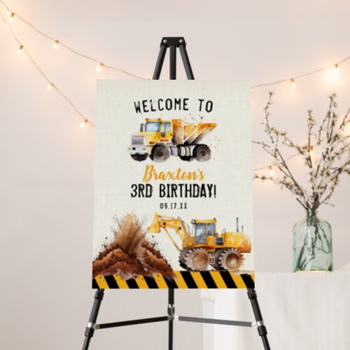 Construction Dump Truck Birthday Party Invitation Foam Board