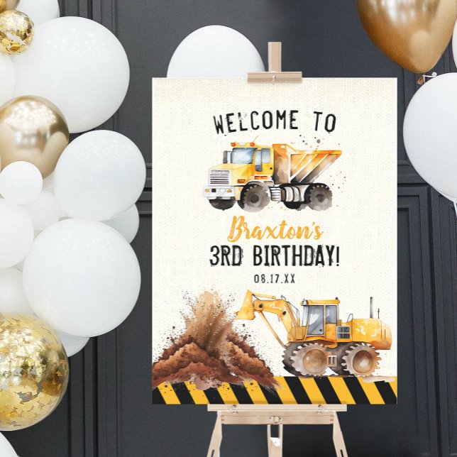 Construction Dump Truck Birthday Party Welcome Foam Board (Construction Dump Truck Birthday Party Welcome Foam Board)