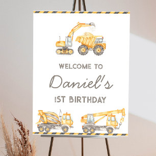 Construction Dump Truck Birthday Welcome Sign