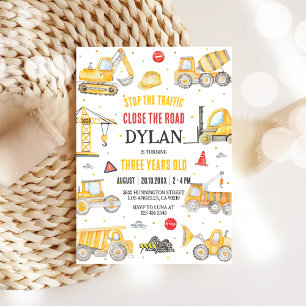 Construction Dump Truck Boy 2nd Birthday Invitation