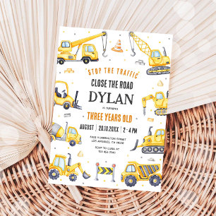 Construction Dump Truck Boy 2nd Birthday Invitation
