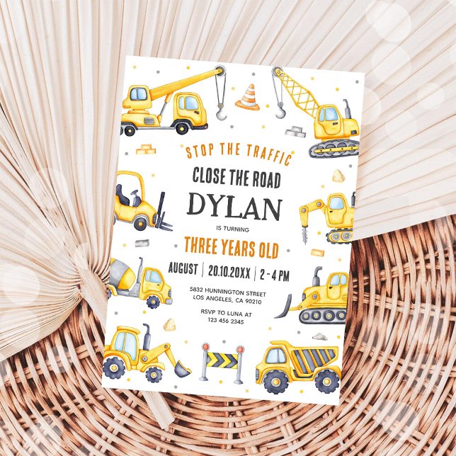 Construction Dump Truck Boy 2nd Birthday Invitation (Creator Uploaded)