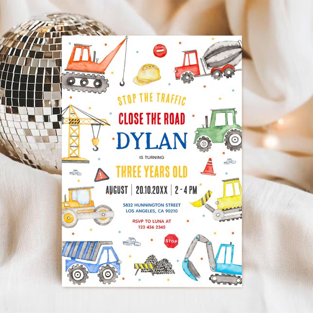 Construction Dump Truck Boy 2nd Birthday Invitation (Creator Uploaded)
