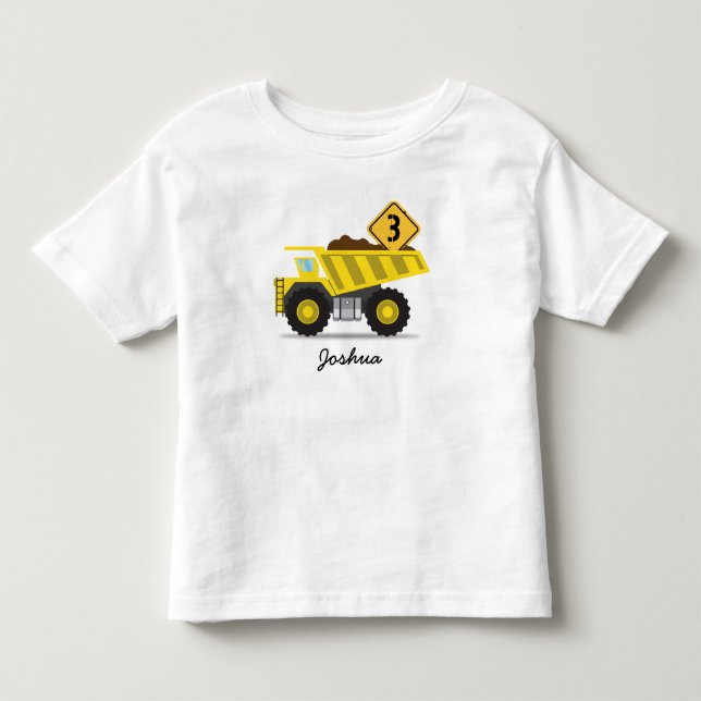 Construction Dump Truck Boy Any Age Birthday Toddler T-shirt (Front)