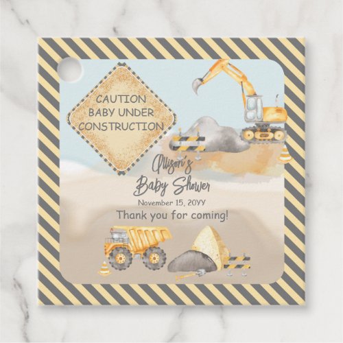 Construction Dump Truck Boy Baby Shower Favor Tags