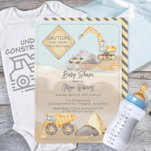 Construction Dump Truck Boy Baby Shower Invitation