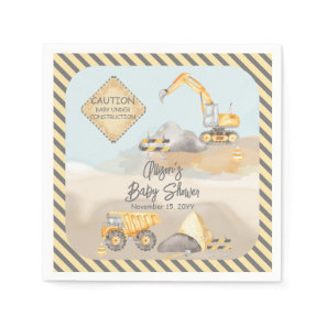 Construction Dump Truck Boy Baby Shower Napkins