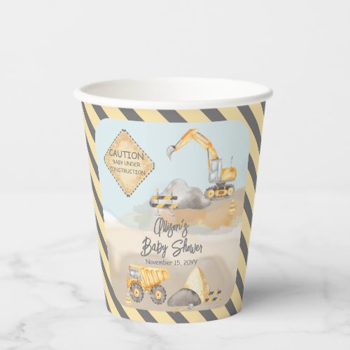 Construction Dump Truck Boy Baby Shower Paper Cups