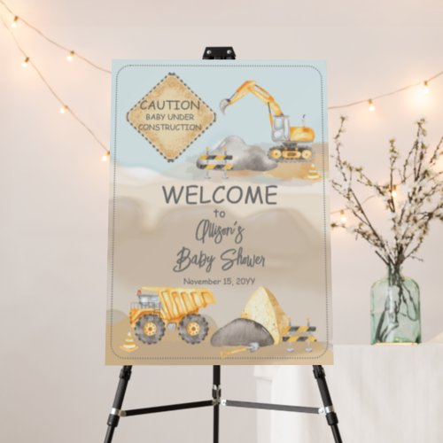 Construction Dump Truck Boy Baby Shower Sign