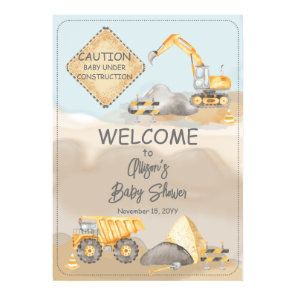 Construction Dump Truck Boy Baby Shower Sign