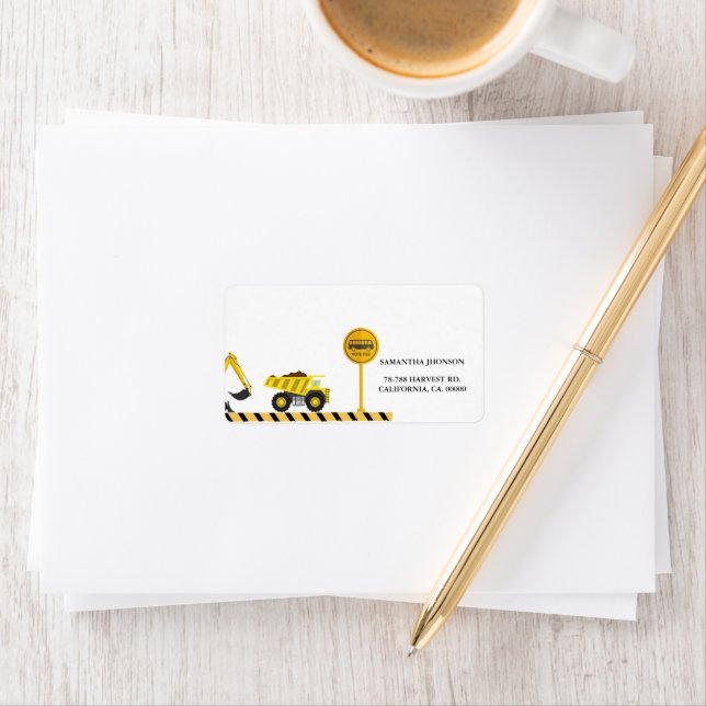 Construction Dump Truck Boy Birthday Party Label (Insitu)