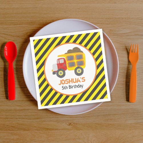 Construction Dump Truck Boy Birthday Party Napkins