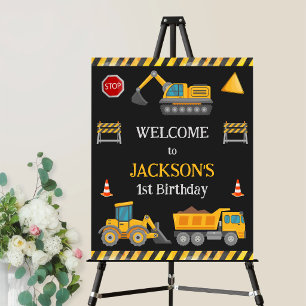 Construction Dump Truck Boy Birthday Welcome Sign