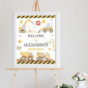 Construction Dump Truck Boy Birthday Welcome Sign