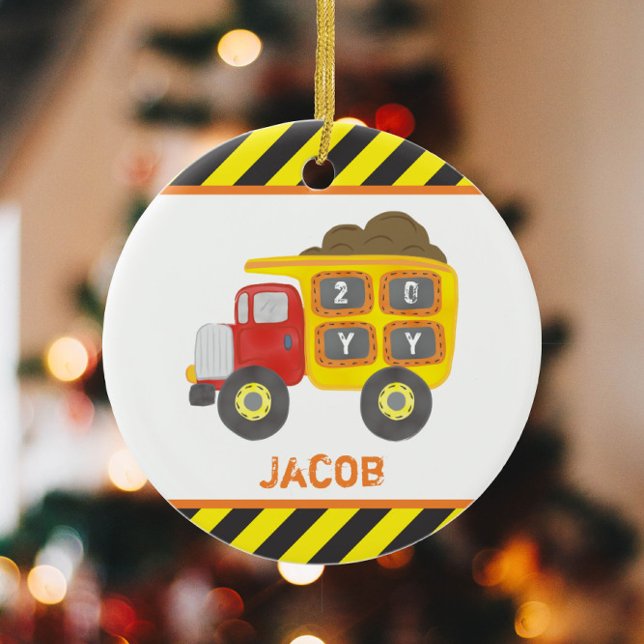 Construction Dump Truck Boy Keepsake Ceramic Ornament (Creator Uploaded)
