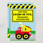 Construction Dump Truck Boys First Birthday Invitation