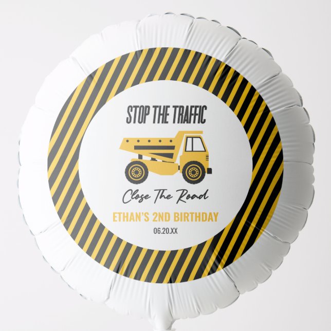 Construction Dump Truck Bulldozer Birthday Party Balloon (Front)