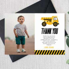 Construction Dump Truck Bulldozer Birthday Party Thank You Card