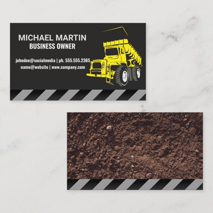 Construction Dump Truck Business Card Zazzle