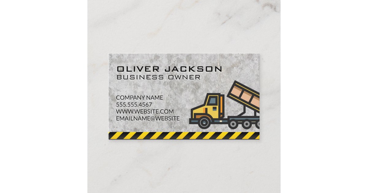 Construction Dump Truck Business Card Zazzle