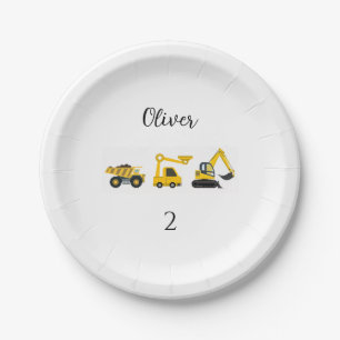 Construction Dump Truck, Crane & Excavator Paper Plates