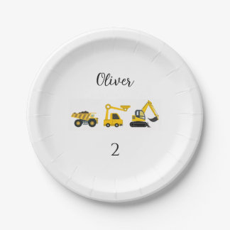 Construction Dump Truck, Crane & Excavator Paper Plates