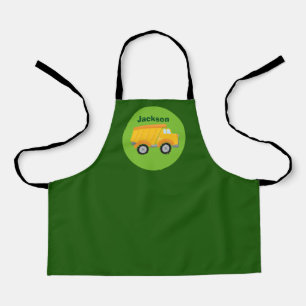 Construction Dump Truck Custom Green Kids Monogram Apron