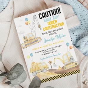 Construction Dump Truck Digger Baby Shower Invitation