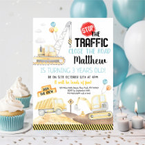 Construction Dump Truck Digger Birthday Invitation