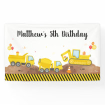 Construction Dump Truck Digger Boy Birthday Banner