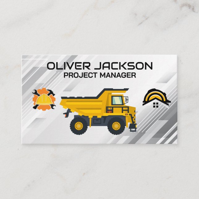Construction Dump Truck Hauling Material Business Card (Front)