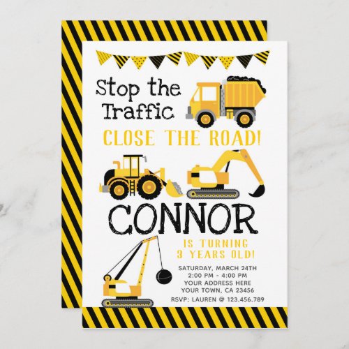 Construction Dump Truck Invitation