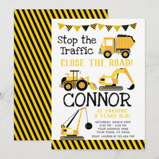 Construction, Dump Truck Invitation