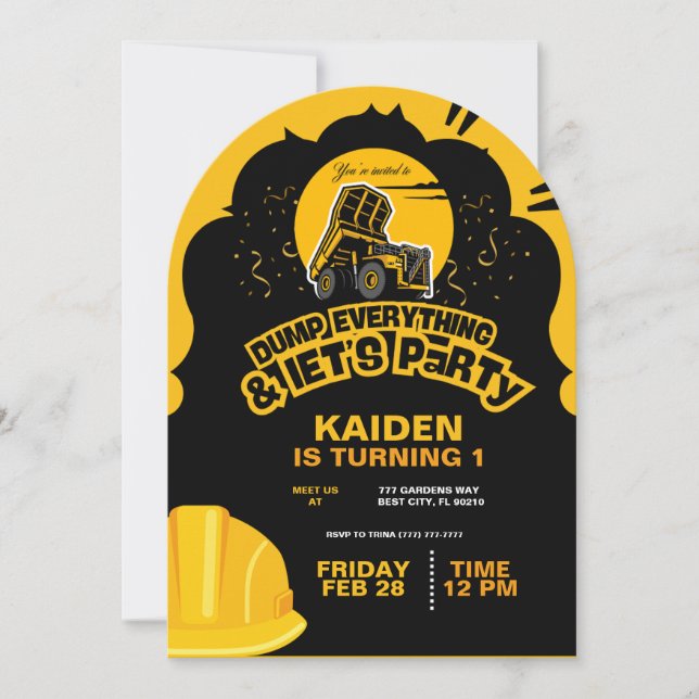 Construction Dump Truck Invitation (Front)