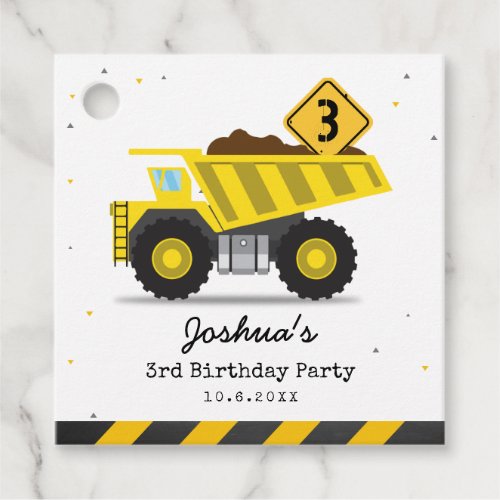 Construction Dump Truck Kids Any Age Birthday Favor Tags