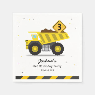 Construction Dump Truck Kids Any Age Birthday Napkins