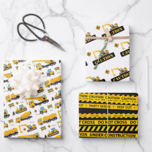 Construction Dump Truck Kids Birthday Gifts Wrapping Paper Sheets