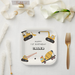 Construction Dump Truck Kids Birthday Paper Plates