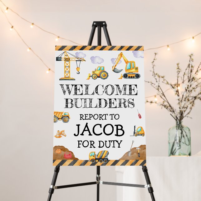 Construction Dump Truck Kids Birthday Party Foam Board (In Situ (Stand))