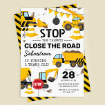 Construction Dump Truck Kids Birthday Party Invitation<br><div class="desc">Get ready to build some unforgettable memories with our Construction-themed Birthday Party Invitations. Crafted with a delightful touch of whimsy, these invites feature a clean white backdrop splashed with fun illustrations of bunting, stop signs, and an array of construction vehicles. Whether your child adores the majesty of a wrecking ball...</div>