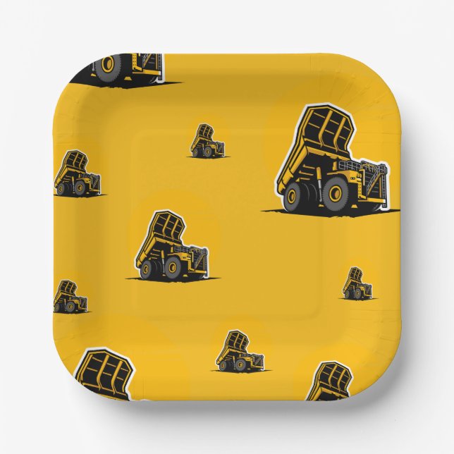 Construction Dump Truck Paper Plates (Front)