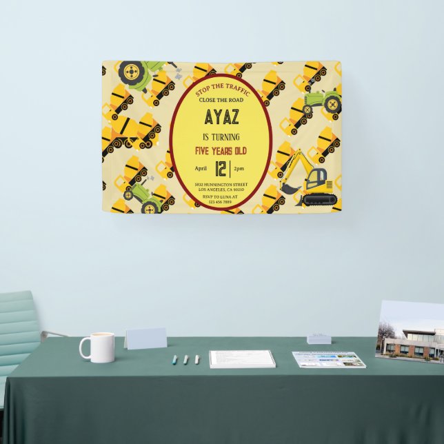 Construction Dump Truck Party Boy Birthday  Banner (Tradeshow)