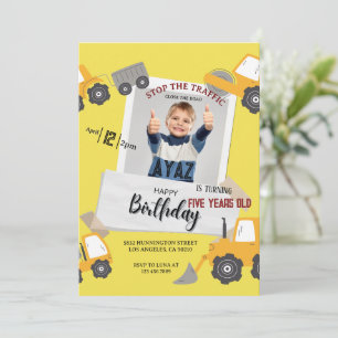 Construction Dump Truck Party Boy Birthday  Invitation