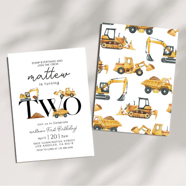 Construction Dump Truck Party Boy Birthday  Invitation (Creator Uploaded)