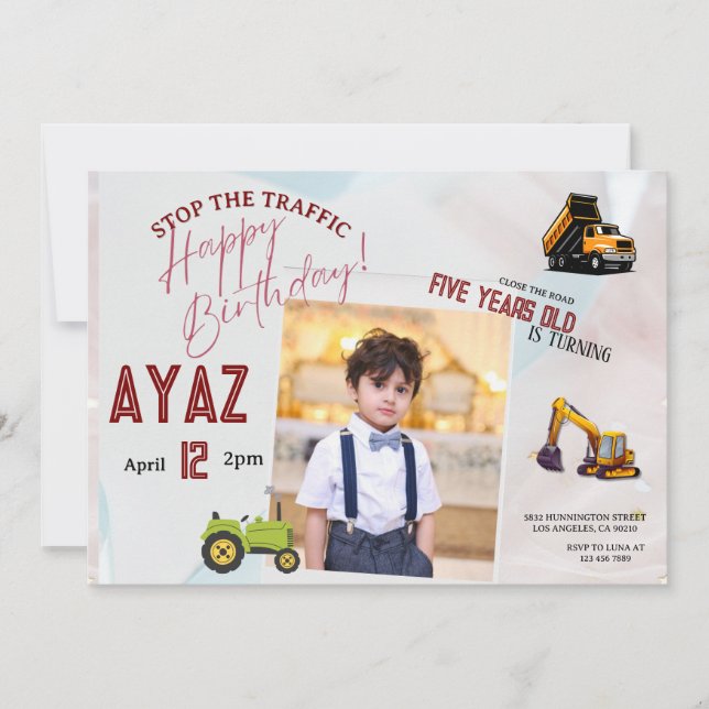 Construction Dump Truck Party Boy Birthday  Invitation (Front)